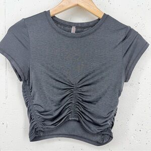 Free People Movement Size Medium Charcoal Gray Ruched Crop Top